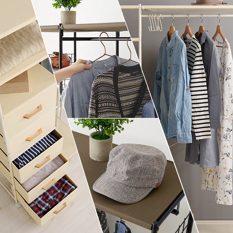 【新品】ハンガーラック 引出し7杯　S字フック付き　キャスター付　アウトレット ハンガーラック 収納 引出し 7杯 キャスター 付き フック おしゃれ 幅