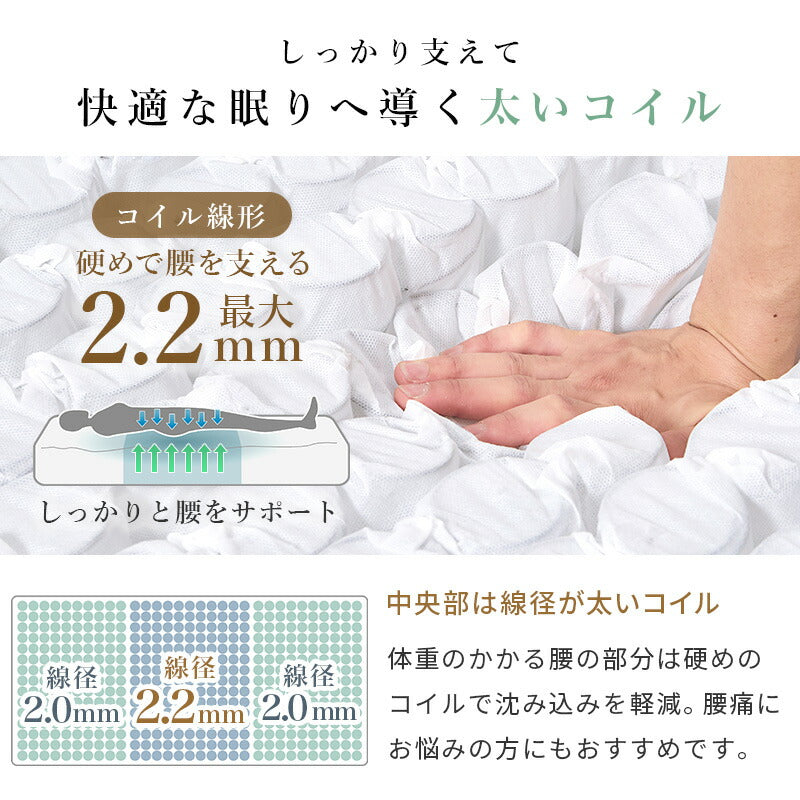 【新商品】[S/SD/D] 竹繊維混紡ポケットコイルマットレス 竹のちから