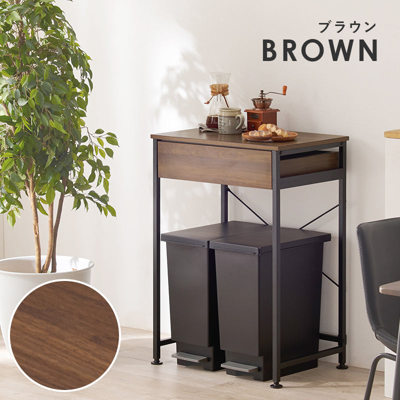 [幅60.5/80.5] ゴミ箱上キッチンラック 引き出し付き