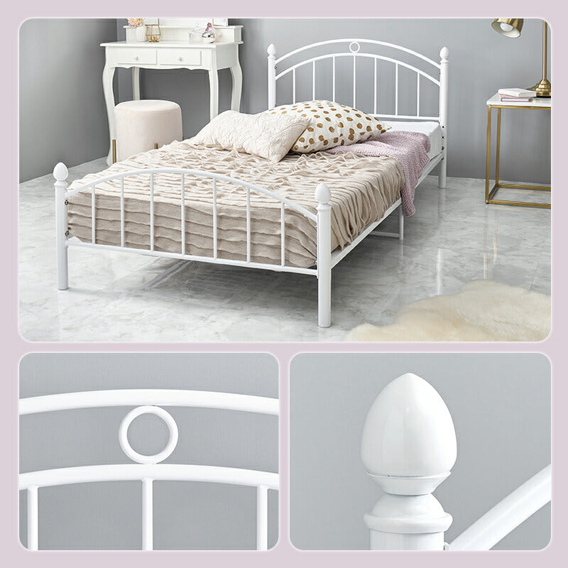 姫系アーチ型パイプベッド 高さ調節2段階（フレーム単品orマットレス