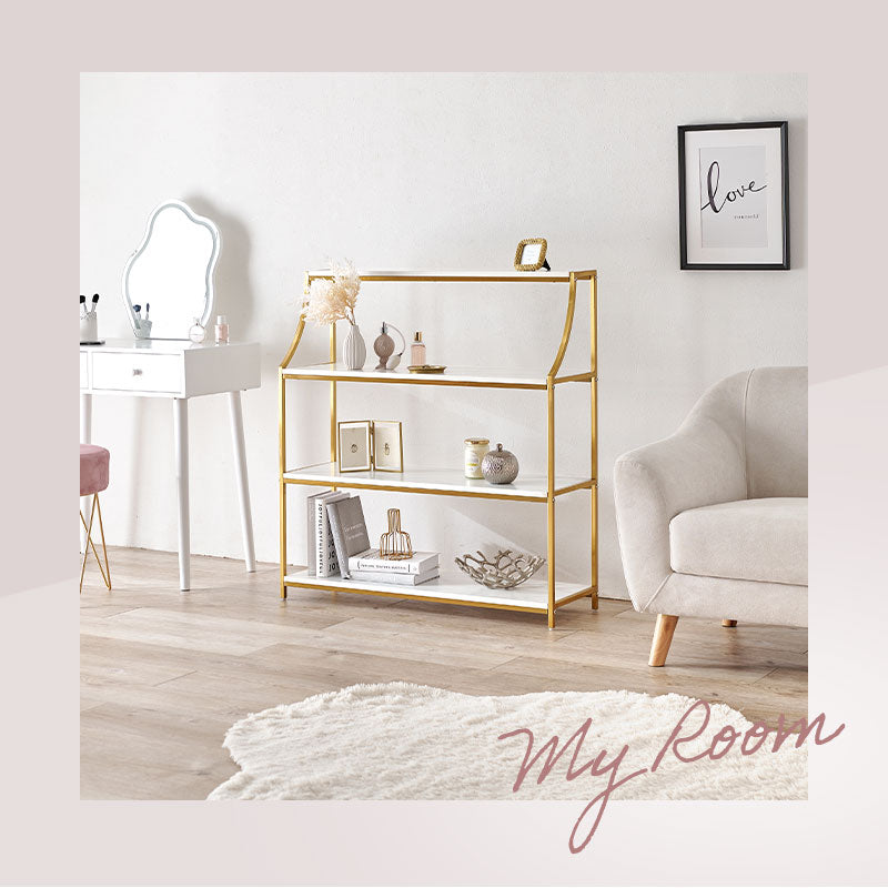 大理石調＆ゴールドフレーム オープンラック [幅61/91] RicoRico