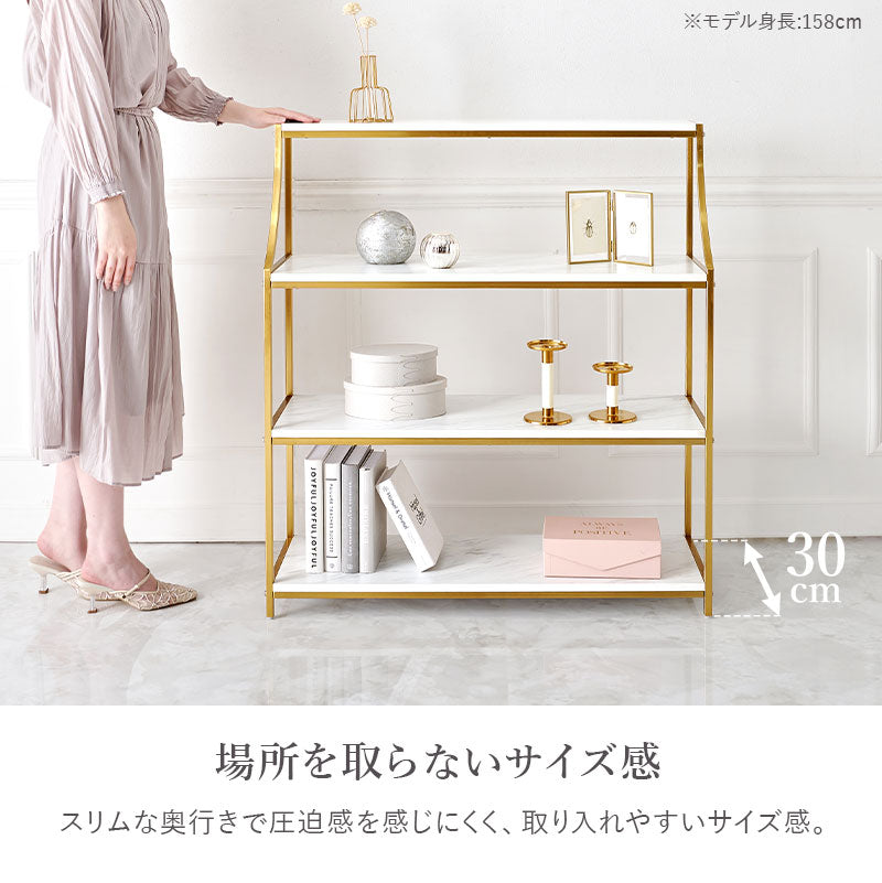 【美品】ロウヤ　ディスプレイラック　ゴールド　大理 Amazon｜LOWYA ロウヤ オープンラック ラック シェルフ ディスプレイ
