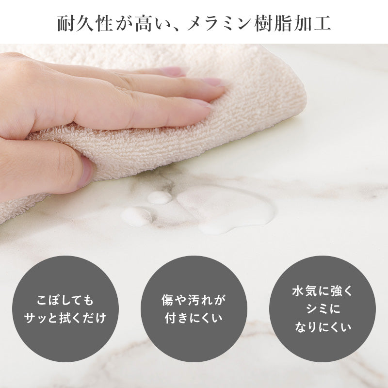 [直径65] 2人用ダイニングセット（大理石調カフェテーブル+ベロア調チェアAタイプ2脚）