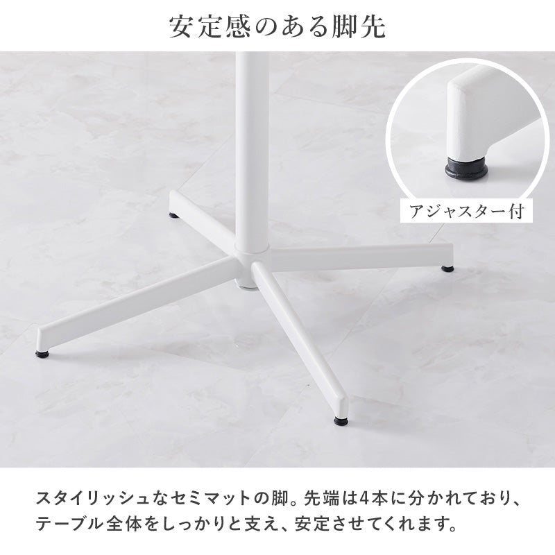 [直径65] 2人用ダイニングセット（大理石調カフェテーブル+ベロア調チェアAタイプ2脚）