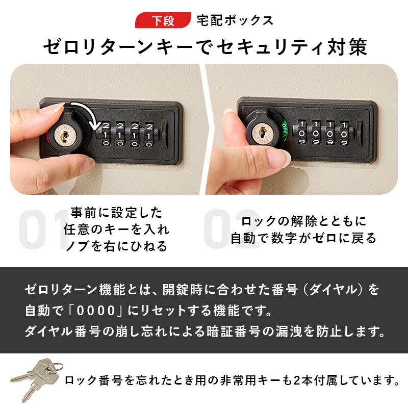 宅配ボックス ポスト一体型 ゼロリターンキー付き [幅45cm