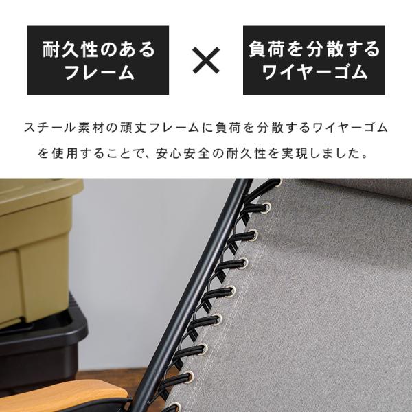 アウトドア＆室内で使えるリラックスチェア(完成品 リクライニングチェア 折りたたみ チェア アウトドア 椅子 コンパクト アウトドアチェア リクライニング チェアー リラックスチェア ガーデンチェア おしゃれ ハイバックチェア ハイバック グレー カーキ ブラック)