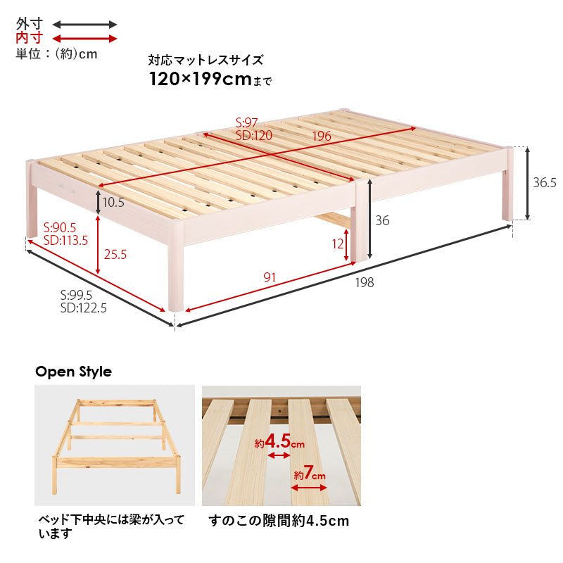 ＜約3分で組立完了＞工具不要＆ネジ無しベッド ヘッドレス【NEJILESS】ネジレス(すのこベッド シングル 角丸 簡単組立 ベッドフレームのみ シングルベッド セミダブルベット セット すのこベット おしゃれ 北欧  白 木製 天然木 シンプル 新生活）