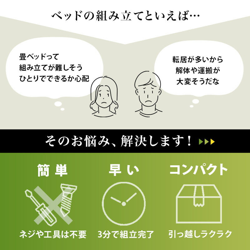 【新商品】[シングル] 3分で組立できるすのこベッド 畳マットレスセット コンセント付き NEJILESS