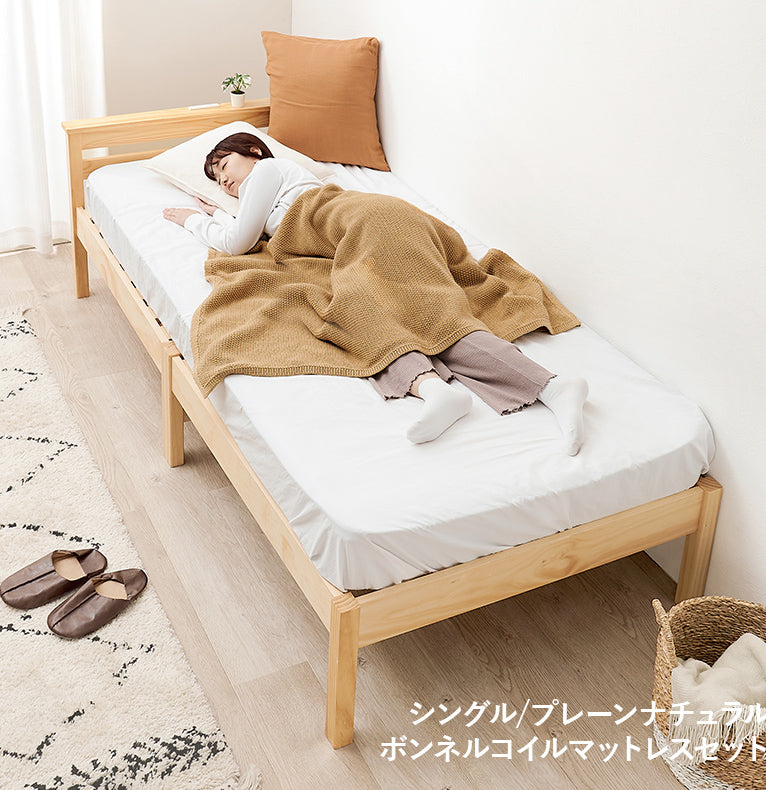 [シングル/セミダブル] 3分で組立できるすのこベッド スタンダードタイプ コンセント付き（フレーム単品orマットレスセット） NEJILESS