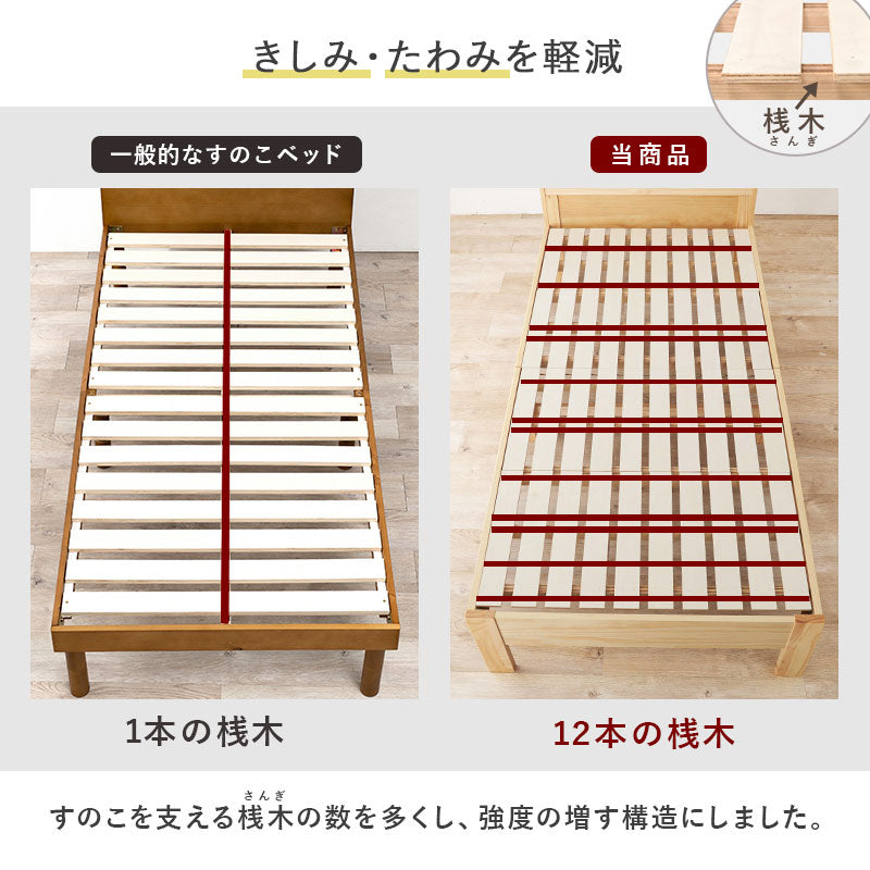 頑丈すのこベッド 引き出し付き 宮棚コンセント付き（フレーム単品or