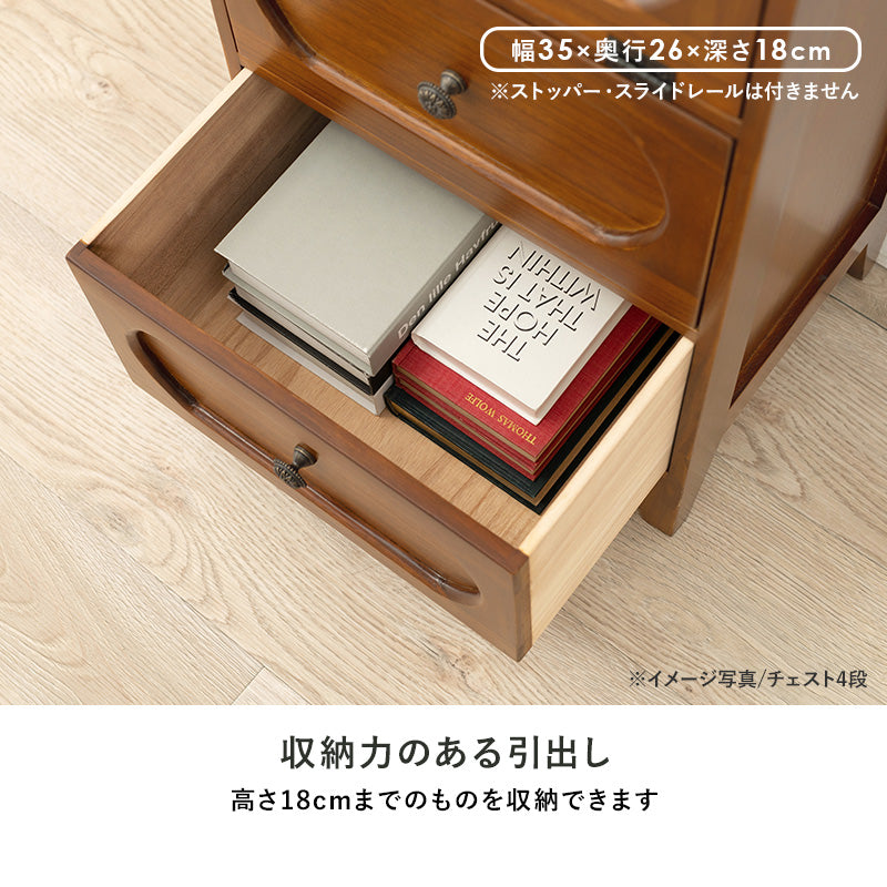 チェスト フラップ扉タイプ レトロな花ガラス [幅80] 完成品 Bruno