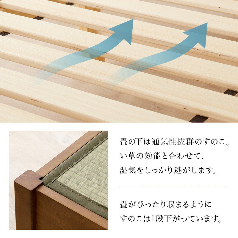 【新商品】[シングル] 3分で組立できるすのこベッド 畳マットレスセット 宮棚コンセント付き NEJILESS