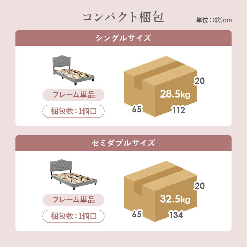 【新商品】[シングル/セミダブル] クラウンファブリックベッド（フレーム単品orマットレスセット）