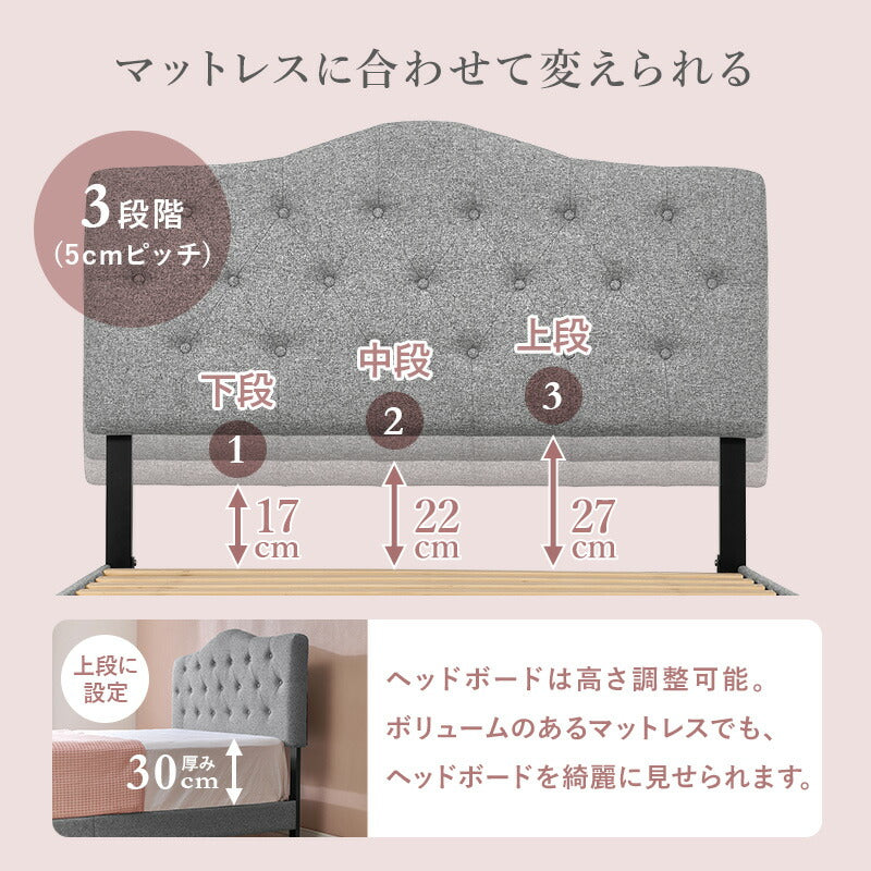 【新商品】[シングル/セミダブル] クラウンファブリックベッド（フレーム単品orマットレスセット）
