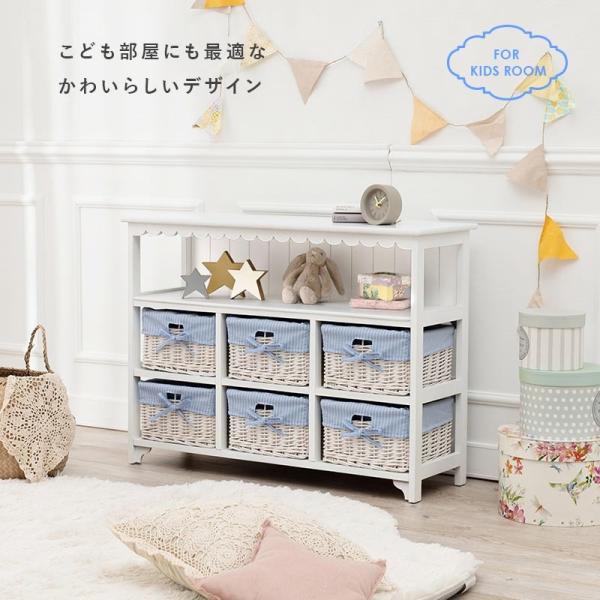 お姫様風　白家具　ランドリーチェスト　キャビネット　バスケット2個 dショッピング |ローチェスト 2段2列 バスケット付 姫系 白家具