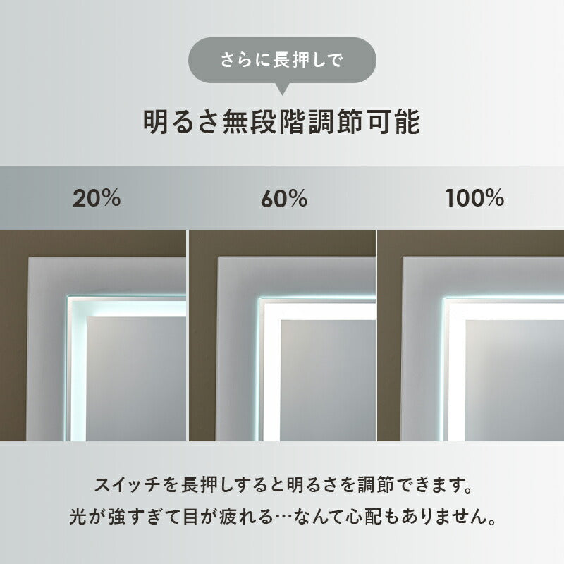 【新商品】[幅50] LEDライト付きドレッサーデスク ミラー角度調節可能 コンセント付き 収納付きスツールセット