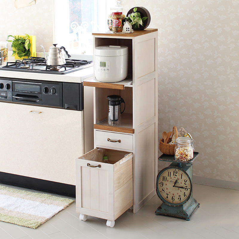 スリムキッチンラック FLL-0068 天然木スリムキッチンラック 半完成品 [幅30][高さ85/116] Pomme