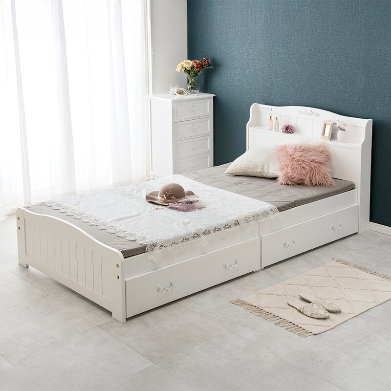 姫系すのこベッド 引き出し2杯 宮棚コンセント付き [SSS/S/SD] Prima