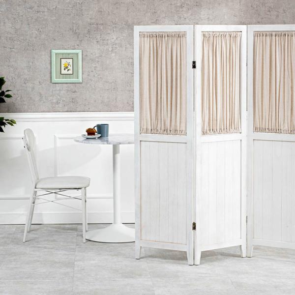 パーテーション カーテンタイプ 木製 アンティーク調 [3連][高さ148