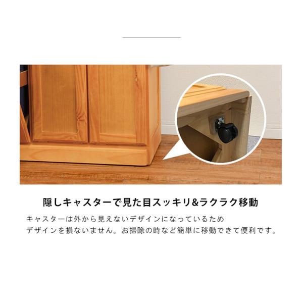 キッチン3分別ダストボックス（15L×3個）【完成品】キャスター付き・ペール付き（ホワイト／ナチュラル）（木製 ゴミ箱 ごみ箱 分別ダストBOX 分別ゴミ箱 白 3分別 キッチン用品 台所用）