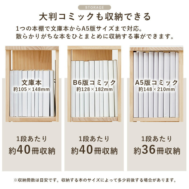 [3/5/7段] 回転コミックラック 角型 天然木無垢材 完成品 pine