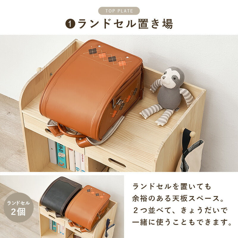 【新商品】[幅62] ランドセルラック 隠しキャスター付き Pine