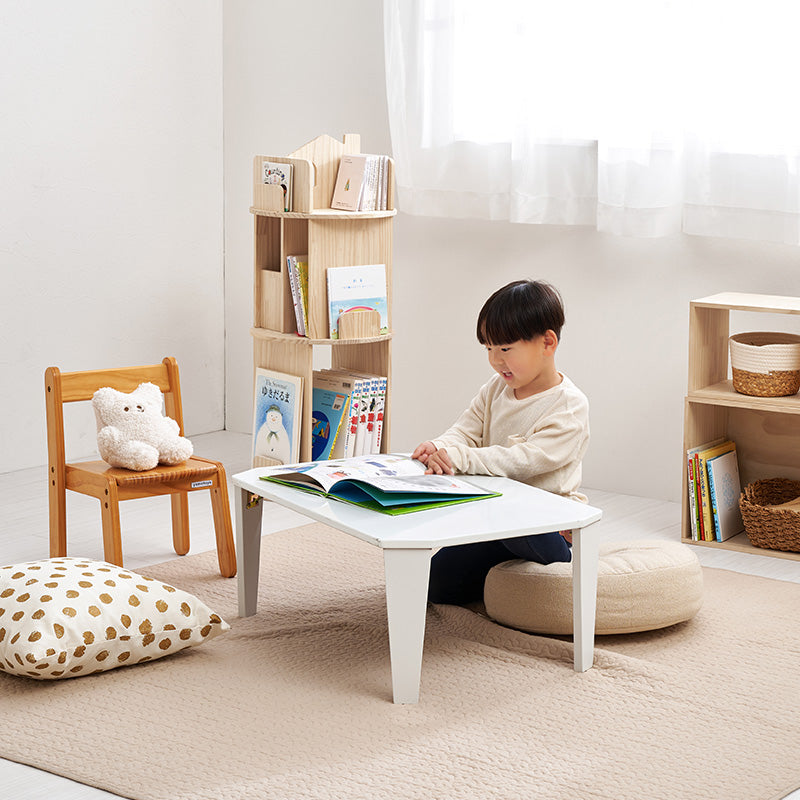 【新商品】[幅44][3/4段] 図鑑対応 おうち型回転絵本ラック 丸型 天然木無塗装 pine