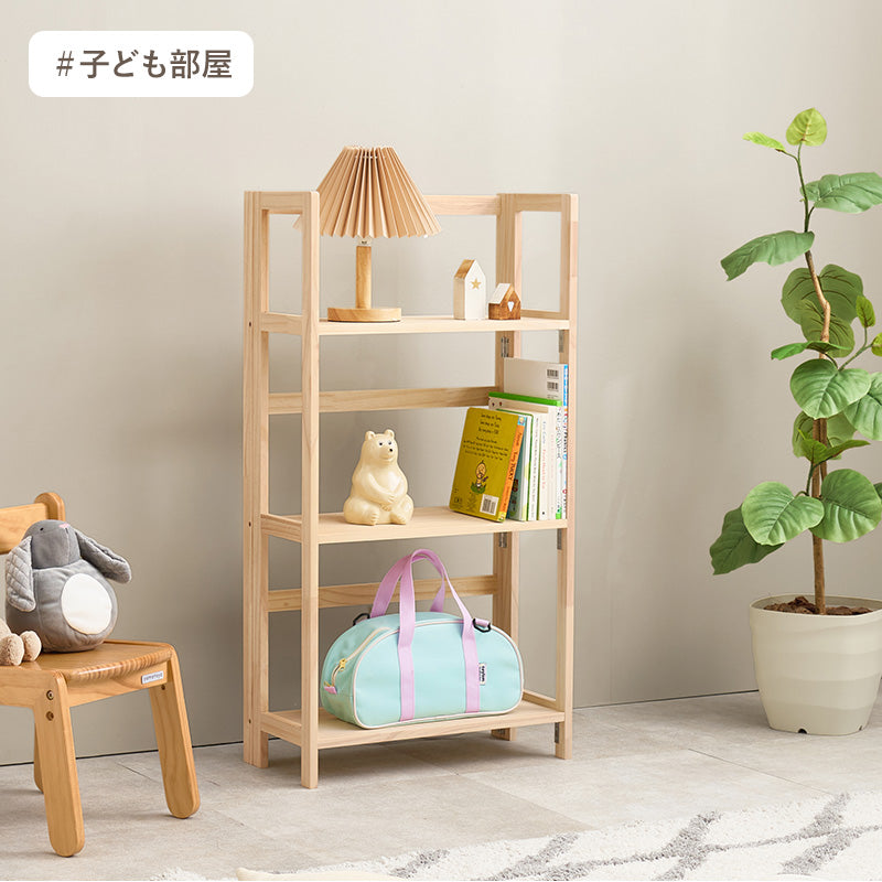 【新商品】[幅50][3段/4段] オープンラック 折りたたみ可能 天然木無塗装 完成品 pine