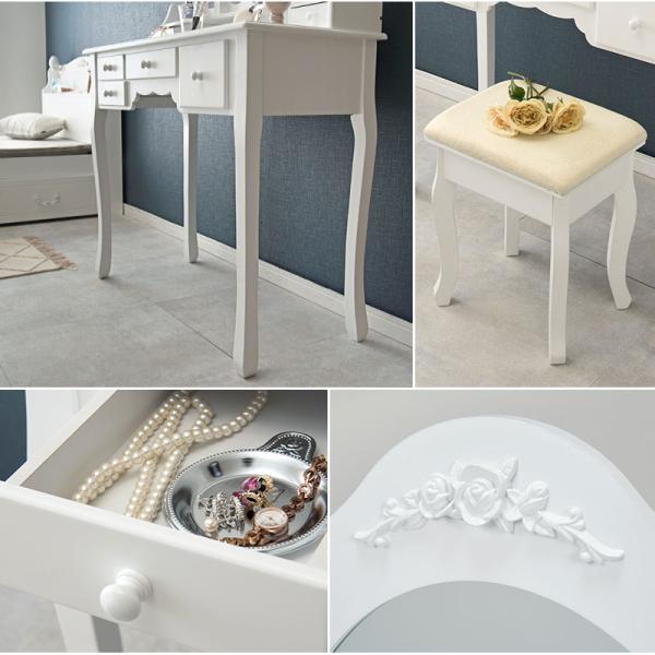 素敵なドレッサー・猫脚 猫脚ドレッサー スツールセット 三面鏡 [幅90] PiPi