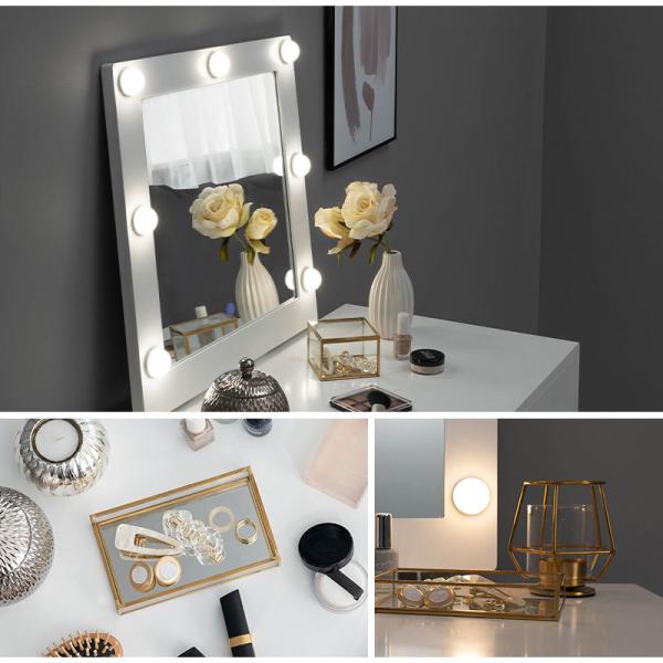 ドレッサー LEDライト付き スツールセット [丸型/正方形][幅75