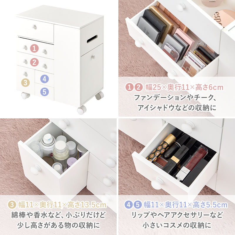 【中古】スタンドコスメワゴンプレミアム 可愛い 木製 ホワイト 完成品 中古】スタンドコスメワゴンプレミアム 可愛い 木製 ホワイト