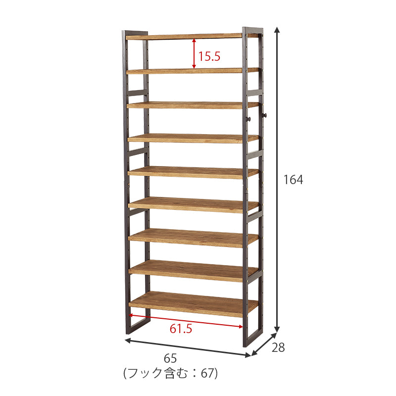 シューズラック 幅65cm 選べる棚5段/棚7段/棚9段【NOR】ノア(ラック 省 スペース 木製 おしゃれ スリム 収納 白 大容量 下駄箱 靴 狭い 玄関 薄型 可動棚 靴箱 コンパクト シューズ収納 オープン収納 ホワイト ブラウン)