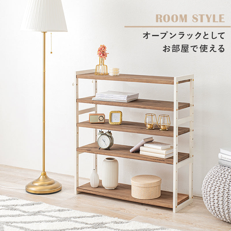 幅85][5段/7段/10段] 木製シューズラック 高さ調節可能 NOR | シューズ