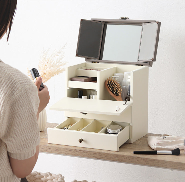 三面鏡付大容量コスメボックス ホワイト [8140] 楽天市場】大容量コスメボックス（コスメボックス 大容量 三面鏡