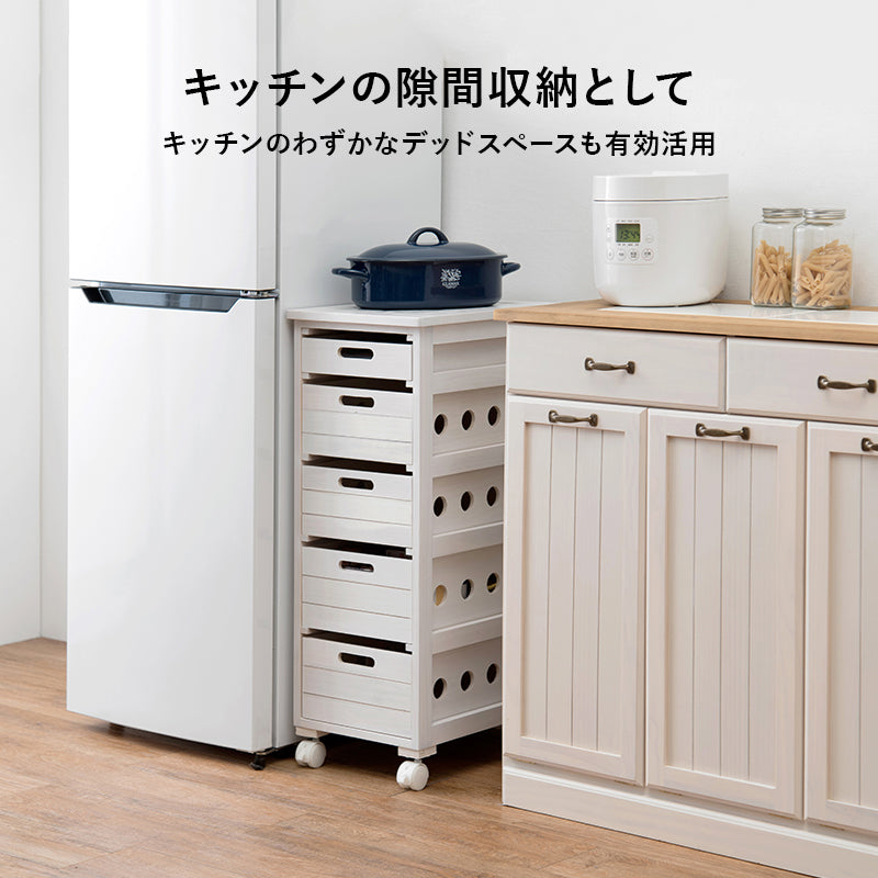 【新色登場】[幅20/25/30] 天然木スリムキッチンラック 完成品