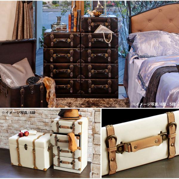たろう　トランク風 チェスト 5段 ブラウン レトロ 収納　完成品 収納 チェスト ヴィンテージ おしゃれ トランク 引き出し 家具 完成品