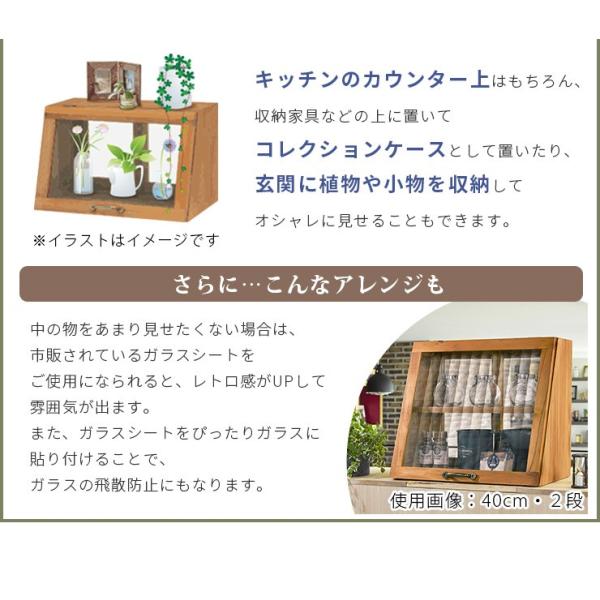 カウンター上ガラスケース 1段タイプ 天然木 半完成品 [幅40