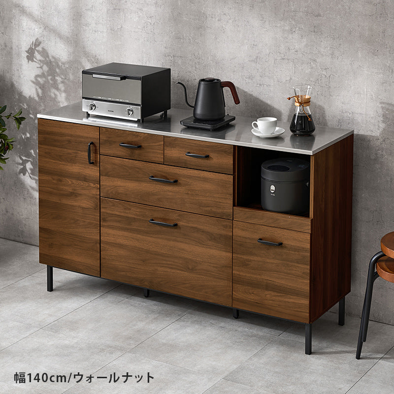 【新商品】[幅85/120/140] ステンレストップ キッチンカウンター Stenlia