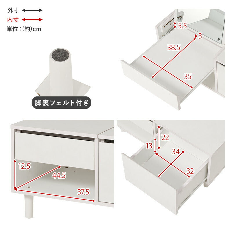 【新商品】[幅80] ドレッサーテーブル ミラー角度調節可能 Clara