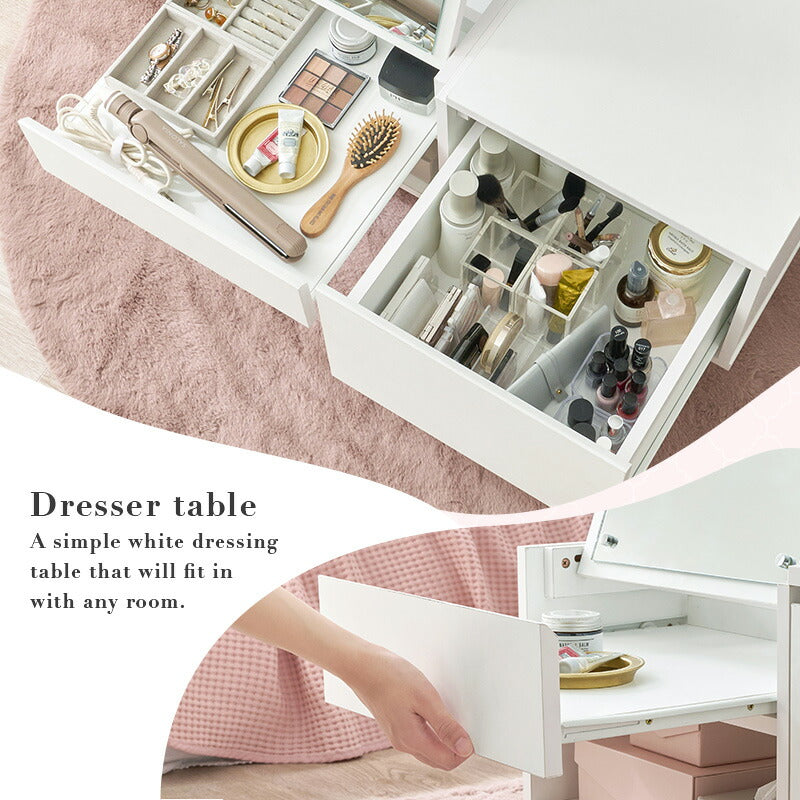 ドレッサーテーブル ミラー角度調節可能 [幅80] Clara