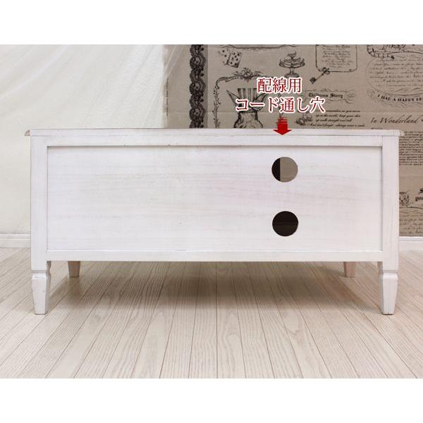 ローチェスト テレビボード フレンチアンティーク調 ガラス扉付き 完成