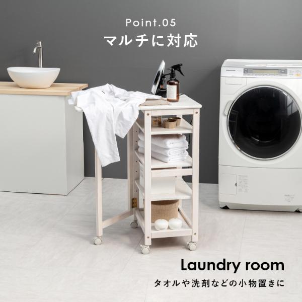 天然木バタフライキッチンワゴン キャスター付き 可動棚3枚 [幅