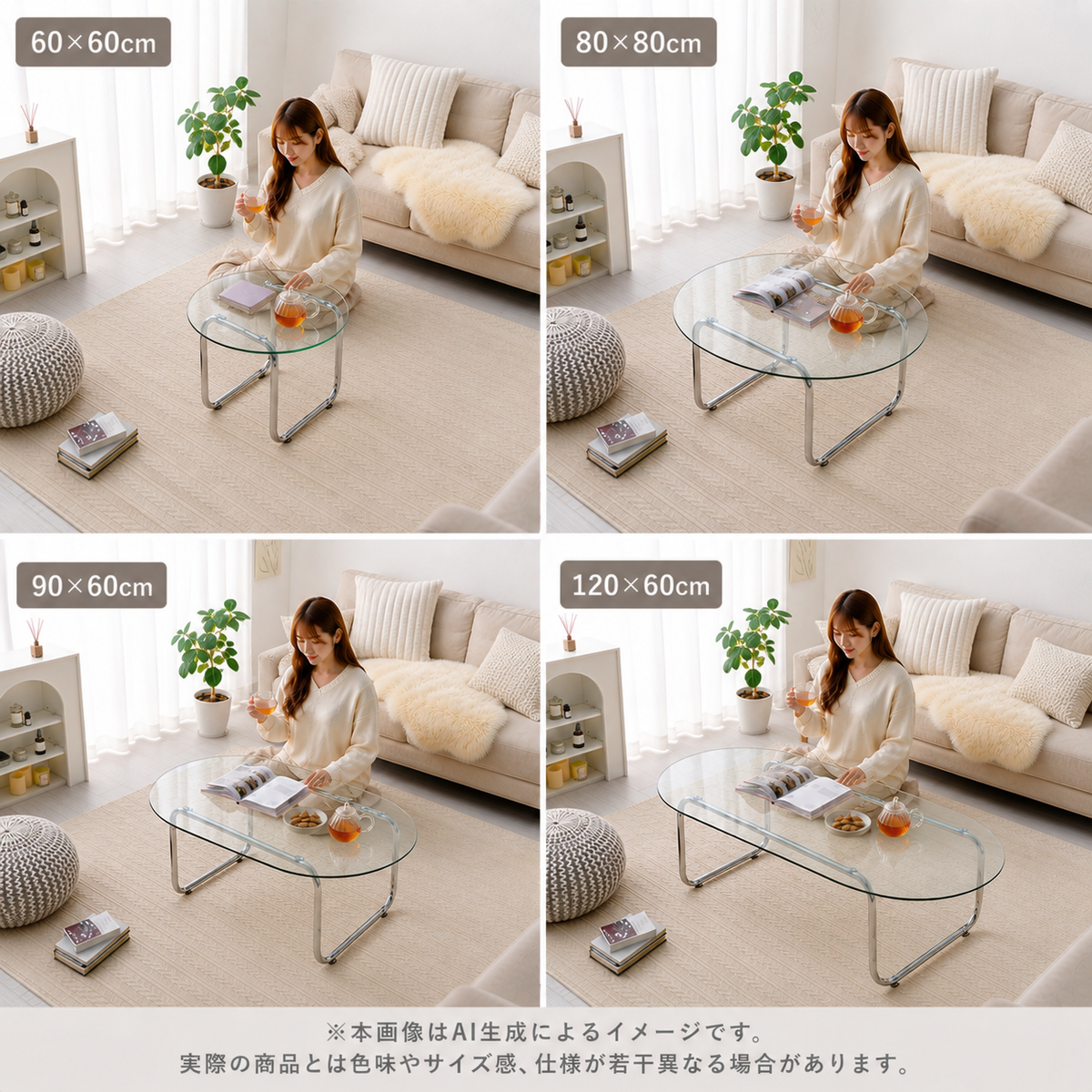 ガラスローテーブル [4size] luce | テーブル | おしゃれな家具