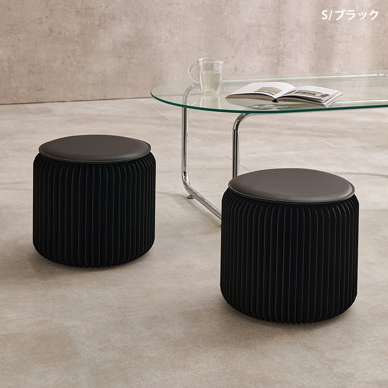 アコーディオン式 折りたたみスツール 完成品 [Sサイズ/Lサイズ][1脚/2