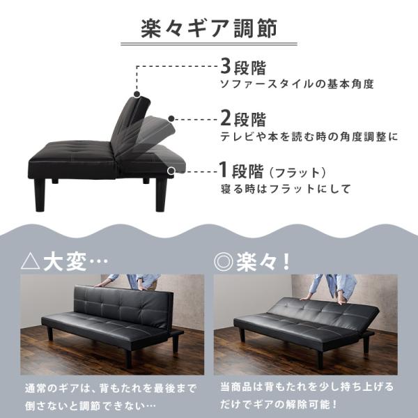 アウトレット・新品★2WAYベッドになるリクライニングソファ×ベット【ブラック】 アウトレット・新品2WAYベッドになるリクライニングソファ