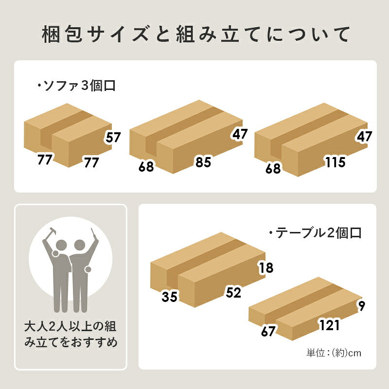 【新商品】[幅196][ソファのみ/テーブルセット] セパレートソファ RIG