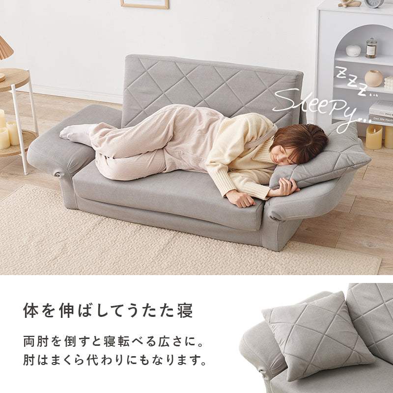 【新生活応援価格】[生地サンプル無料][幅110][2タイプ] 3WAY淡色ソファベッド 2人掛け クッション付き ローソファ 完成品 Stella