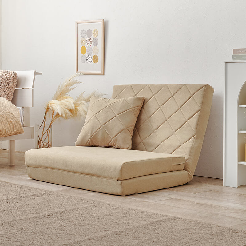 [生地サンプル無料][幅90] 3WAY淡色ソファベッド 1.5人掛け クッション付き ローソファ 完成品 Stella