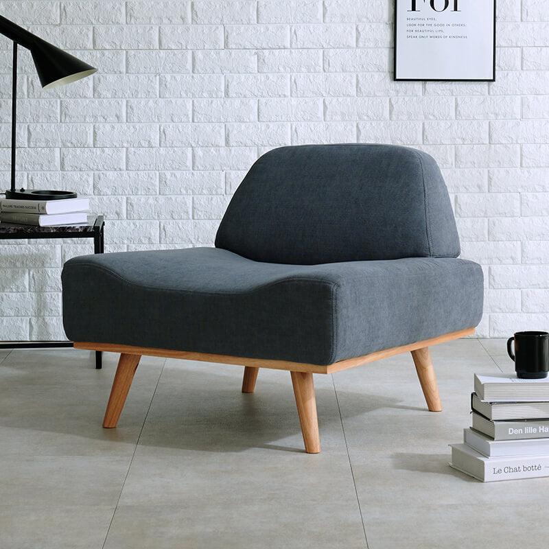 ソファ 1人掛け アームレス 北欧風 脚取り外し可能 [幅75] [生地