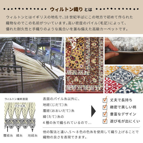 [4サイズ] ウィルトン織ラグ フリンジ付き BOHO ベニワレン